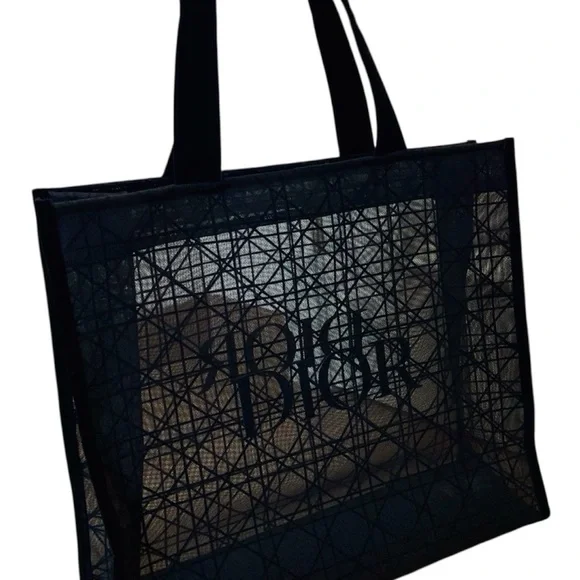 Christian Dior Beauty Parfums Makeup Black Velvet Mesh Large Tote Bag - Picture 11 of 15